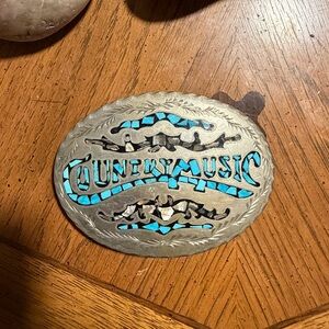 Handmade Artisan Vintage Large Country Music Belt Buckle